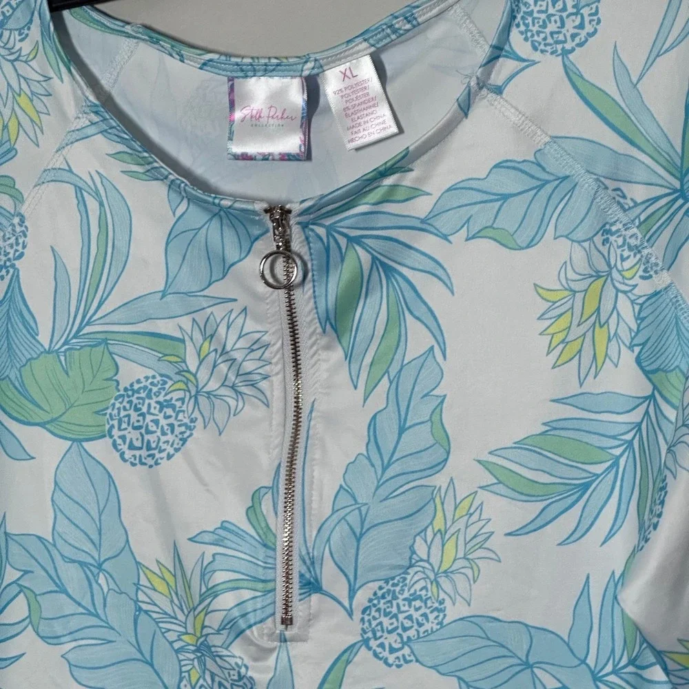 Stella Parker XL Tropical Pineapple UPF 30+ Sun Protection Quarter Zip Dress NWT